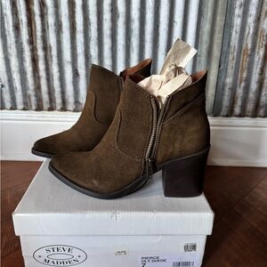 Steve Madden Olive Suede Ankle Booties